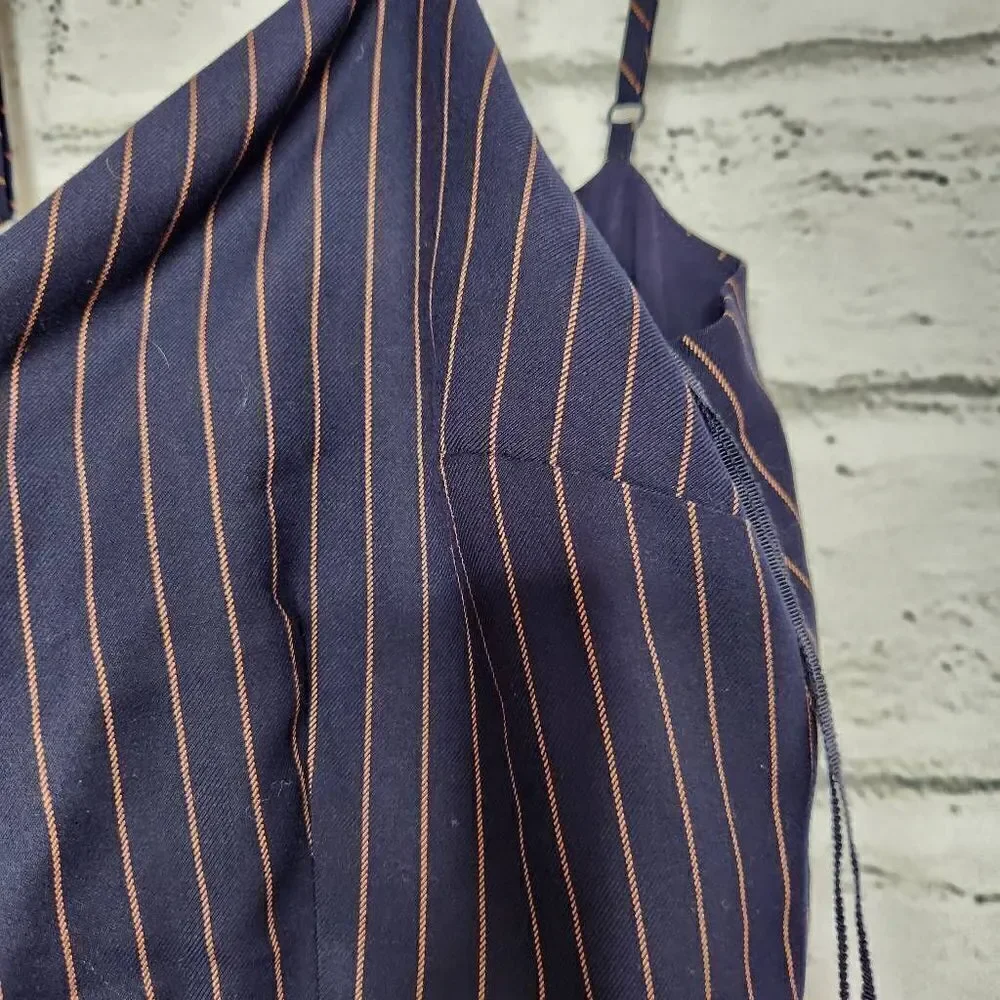 Cupcakes & Cashmere Bonita Pinstripe Front Tie Waist Jumpsuit Blue Tan Small